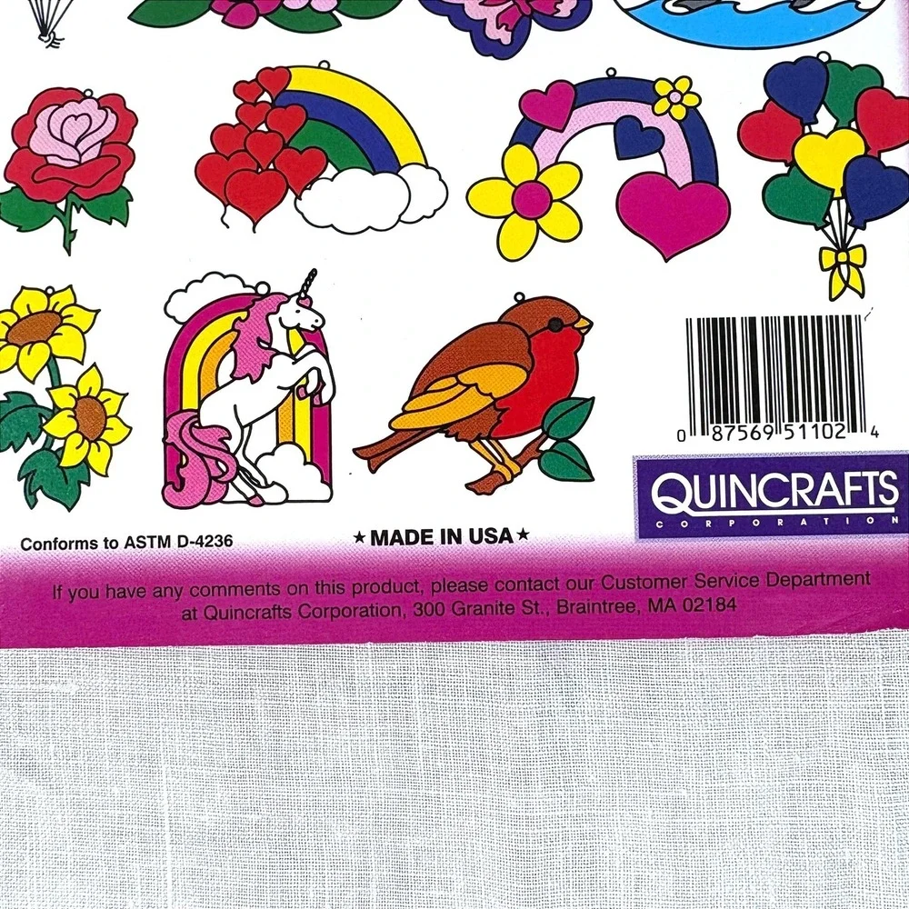 Makit & Bakit Rainbow Hearts Suncatcher Kit Vintage Quincrafts DIY Craft NEW